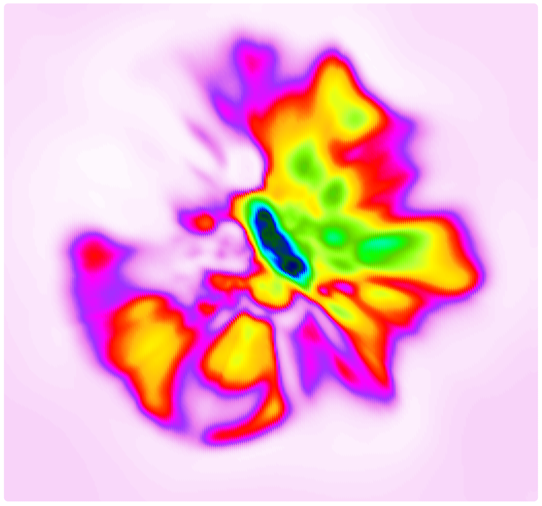 The landscape of an EBM trained on MNIST as viewed in the latent space of a 2D VAE.